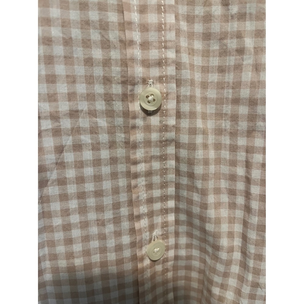 Unsubscribed Tan Gingham Boyfriend Button Down Shirt M NWT 100% Cotton - Picture 6 of 8